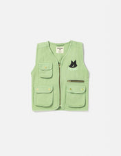 Kids Cargo Utility Vest Green | Multi Pocket Zip Up - RAPOZZA SQUAD