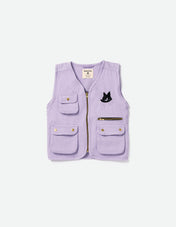 Kids Cargo Utility Vest Lavender | Multi Pocket Zip Up