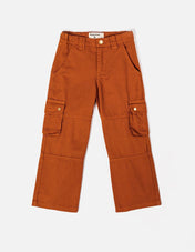 Kids Cargo Pants Brown| Adjustable Waist & Pockets - RAPOZZA SQUAD