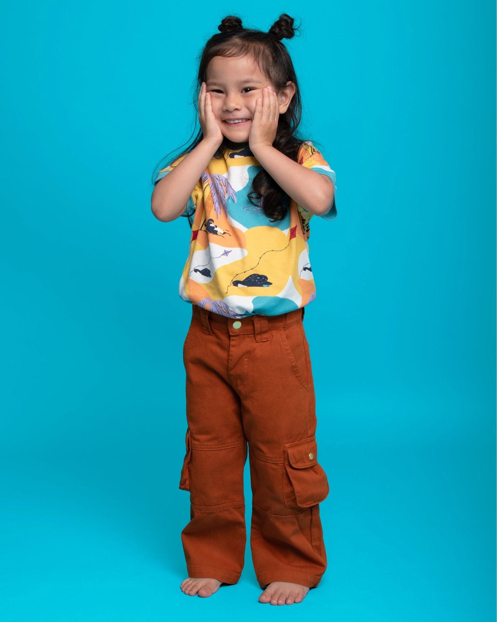Kids Cargo Pants Brown| Adjustable Waist & Pockets - RAPOZZA SQUAD