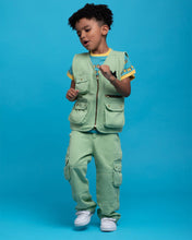Kids Cargo Pants Green| Adjustable Waist & Pockets - RAPOZZA SQUAD