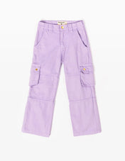 Kids Cargo Pants Lavender | Adjustable Waist & Pockets - RAPOZZA SQUAD