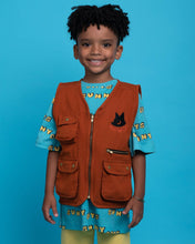 Kids Cargo Utility Vest Brown | Multi Pocket Zip Up - RAPOZZA SQUAD