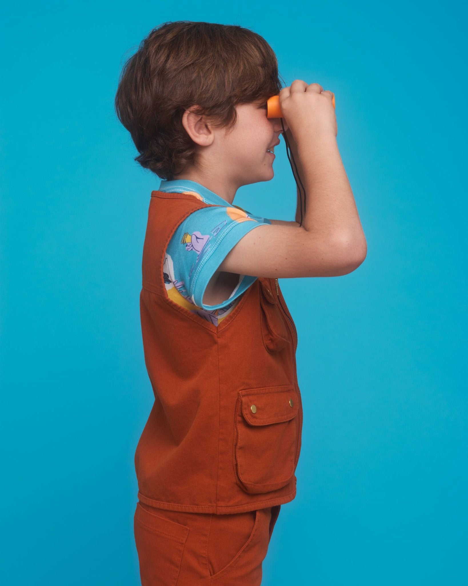 Kids Cargo Utility Vest Brown | Multi Pocket Zip Up - RAPOZZA SQUAD
