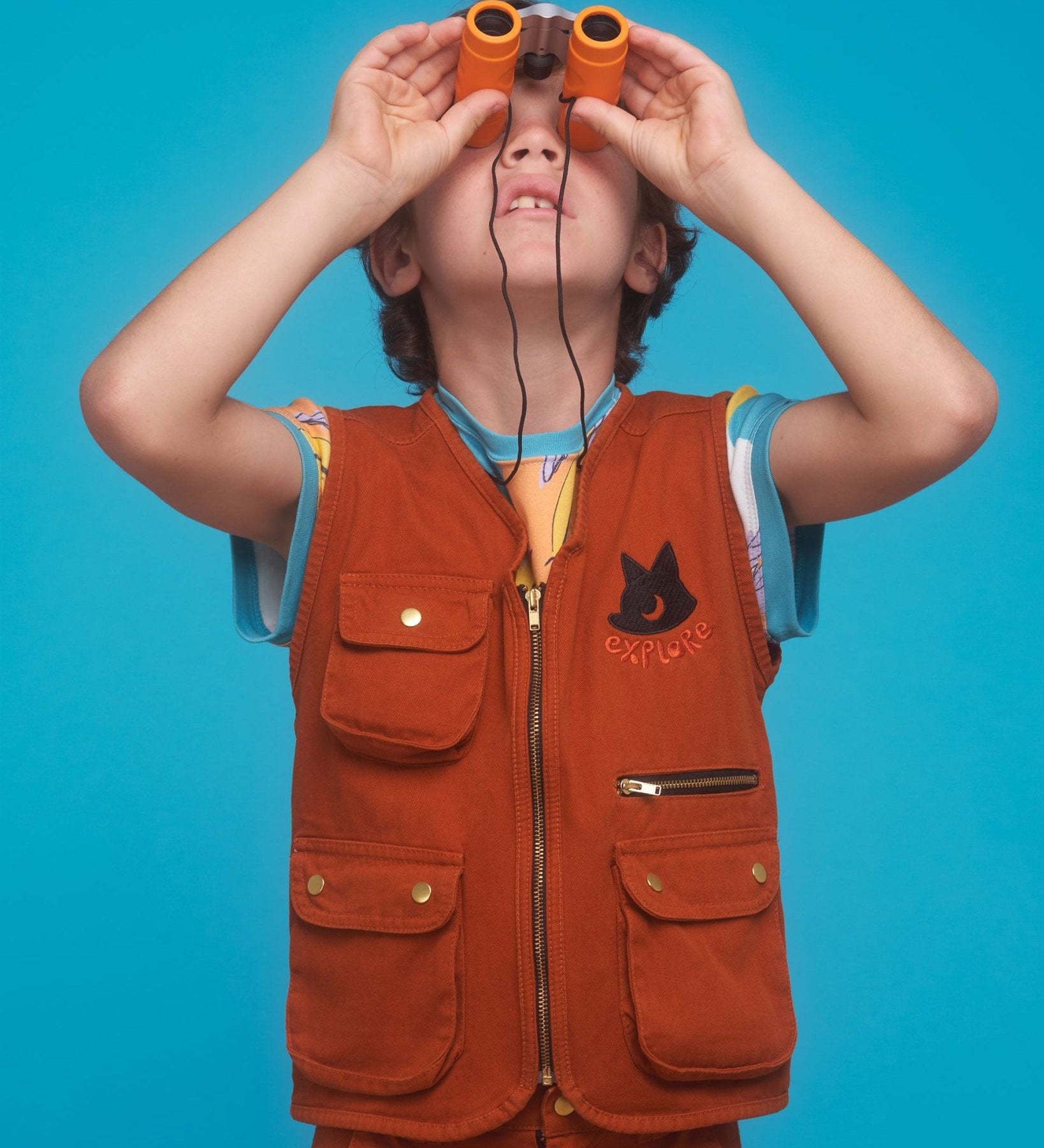 Kids Cargo Utility Vest Brown | Multi Pocket Zip Up - RAPOZZA SQUAD