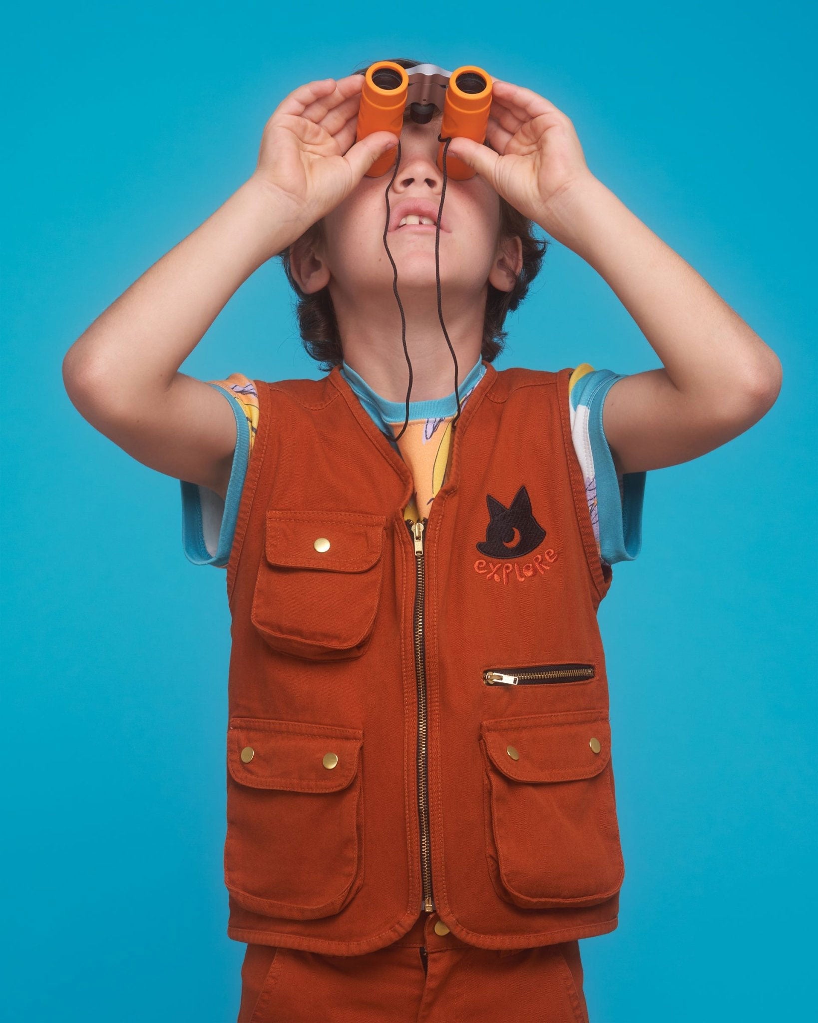 Kids Cargo Utility Vest Brown | Multi Pocket Zip Up - RAPOZZA SQUAD