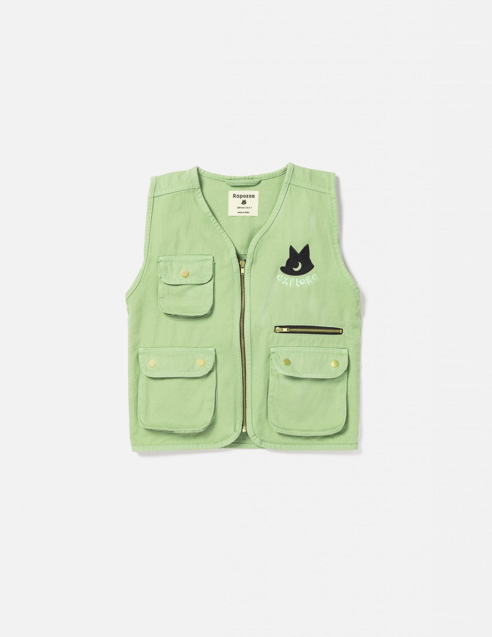 Kids Cargo Utility Vest Green | Multi Pocket Zip Up - RAPOZZA SQUAD