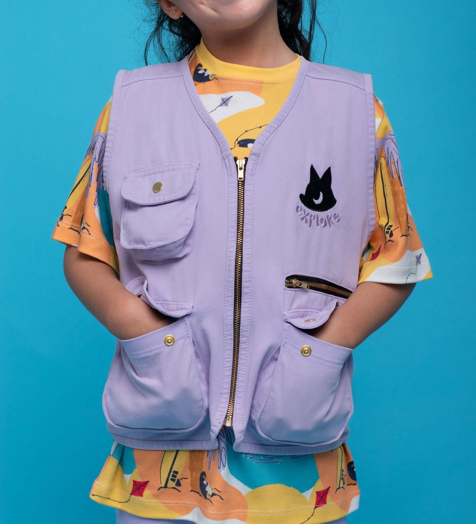 Kids Cargo Utility Vest Green | Multi Pocket Zip Up - RAPOZZA SQUAD