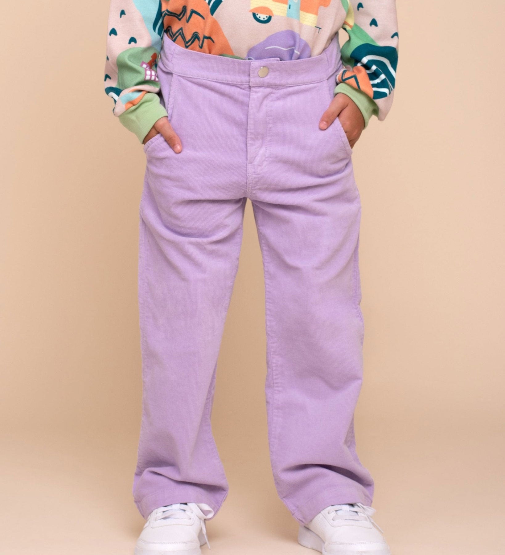 Kids Lavender Corduroy Pants – Unisex, Warm & Lightweight - RAPOZZA SQUAD