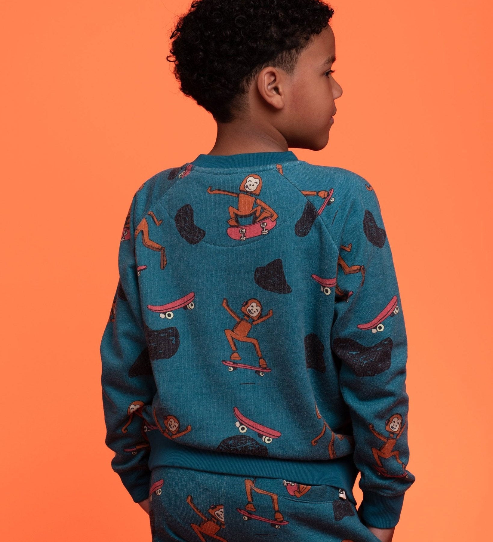 Kids Organic Pima Cotton Sweatshirt – Heathered Retro Skater Monkey - RAPOZZA SQUAD