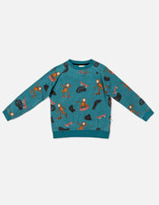 Kids Organic Pima Cotton Sweatshirt – Heathered Retro Skater Monkey - RAPOZZA SQUAD