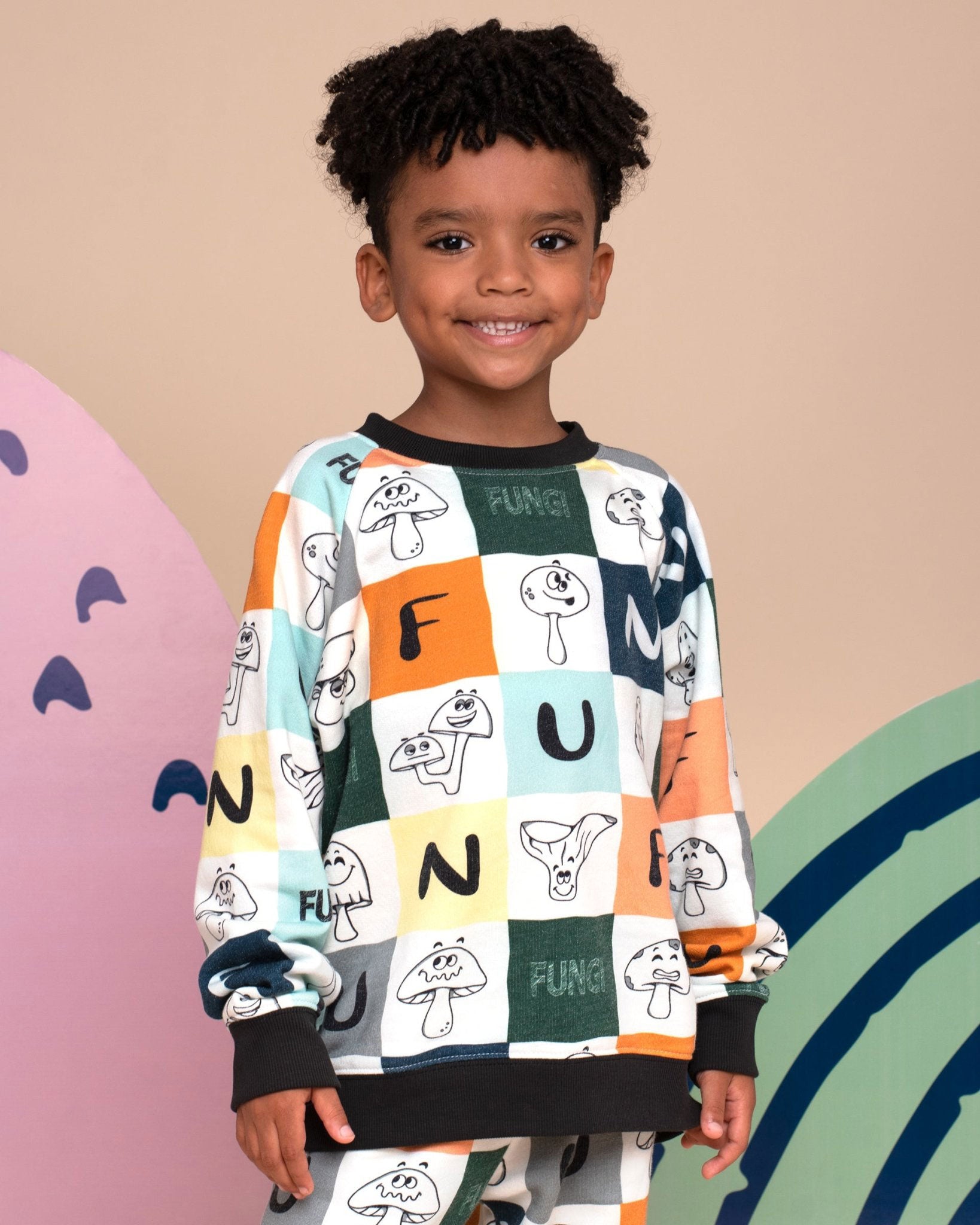 Kids Pima Cotton Sweatshirt Fungi Print | Soft Organic Pullover - RAPOZZA SQUAD