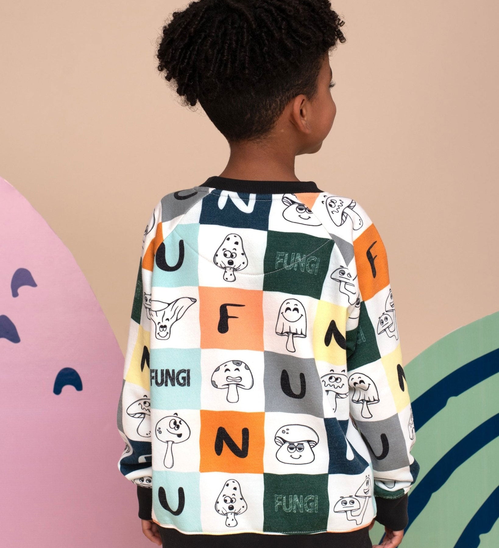 Kids Pima Cotton Sweatshirt Fungi Print | Soft Organic Pullover - RAPOZZA SQUAD