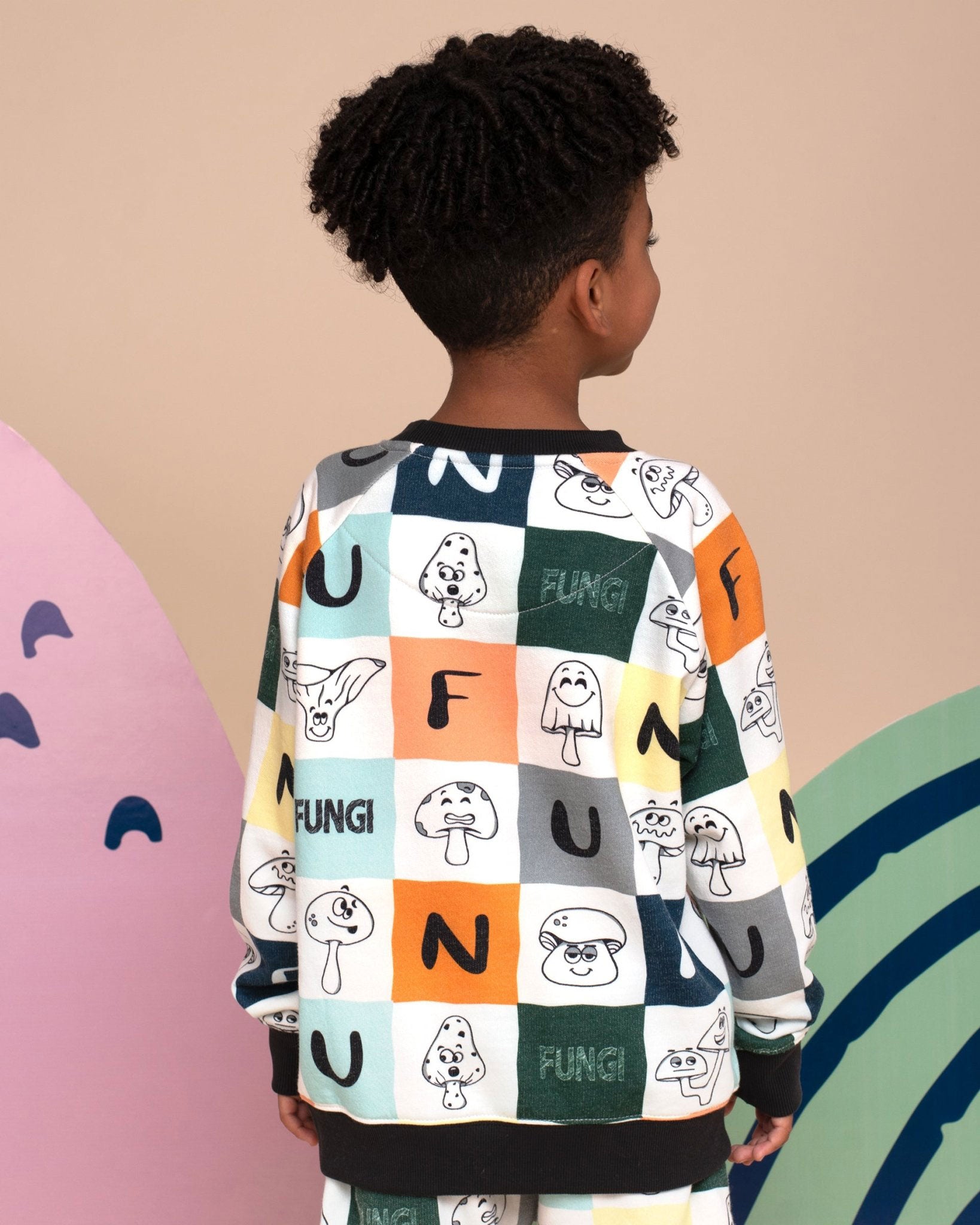 Kids Pima Cotton Sweatshirt Fungi Print | Soft Organic Pullover - RAPOZZA SQUAD