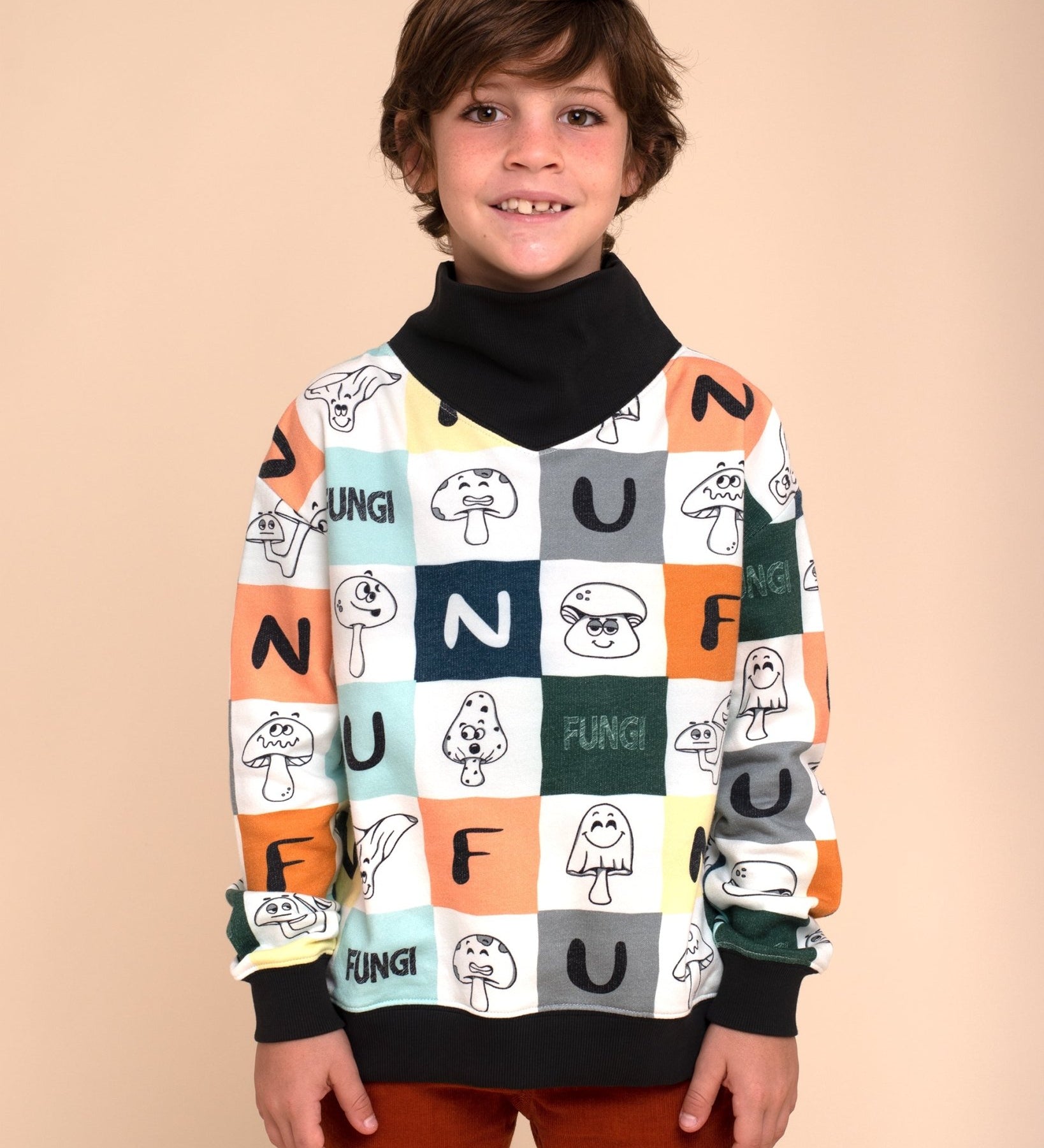 Pima Cotton Funnelneck Sweatshirt - Fungi - RAPOZZA SQUAD