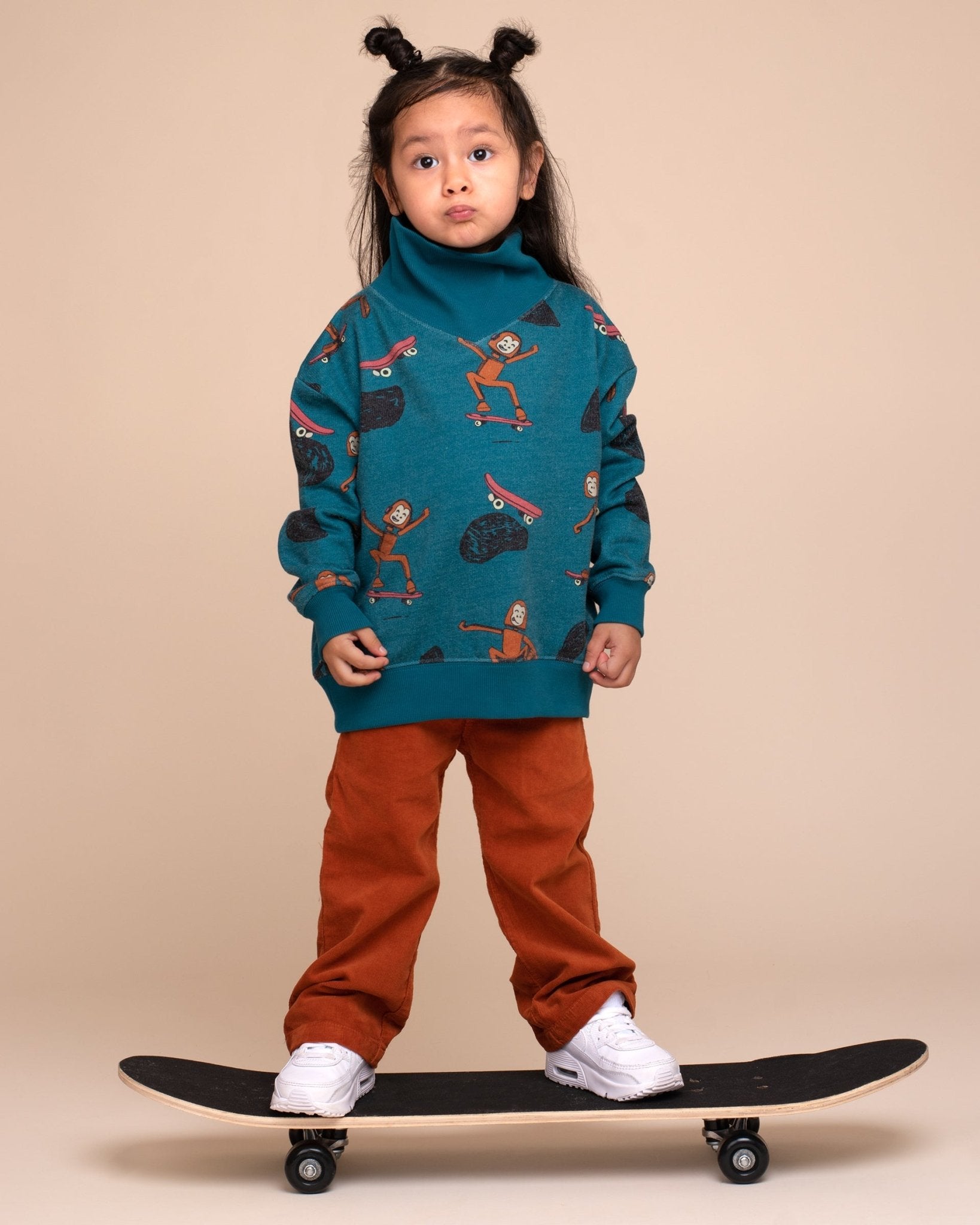 Pima Cotton Funnelneck Sweatshirt - Heathered Retro Skater Sas - RAPOZZA SQUAD