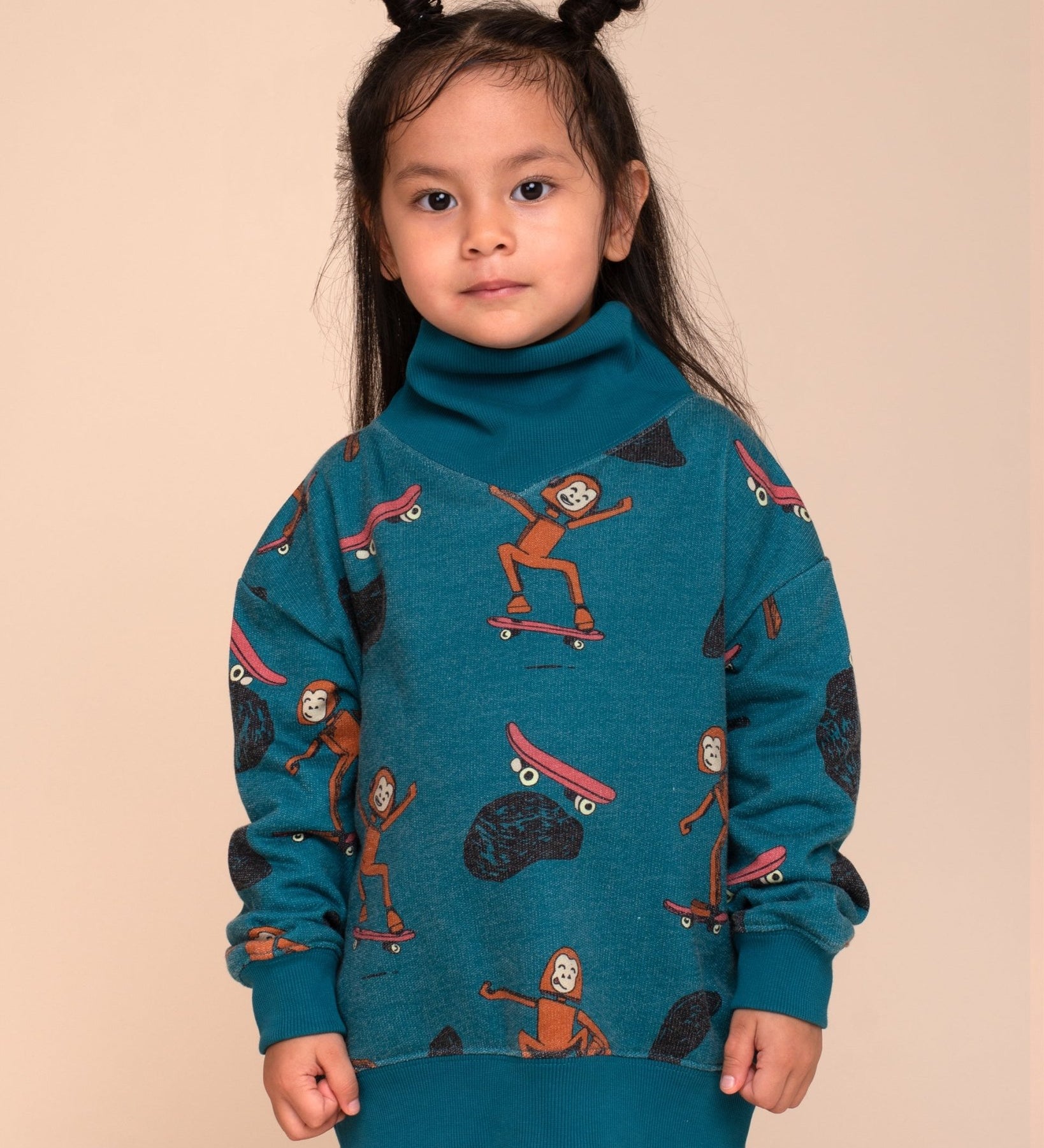 Pima Cotton Funnelneck Sweatshirt - Heathered Retro Skater Sas - RAPOZZA SQUAD