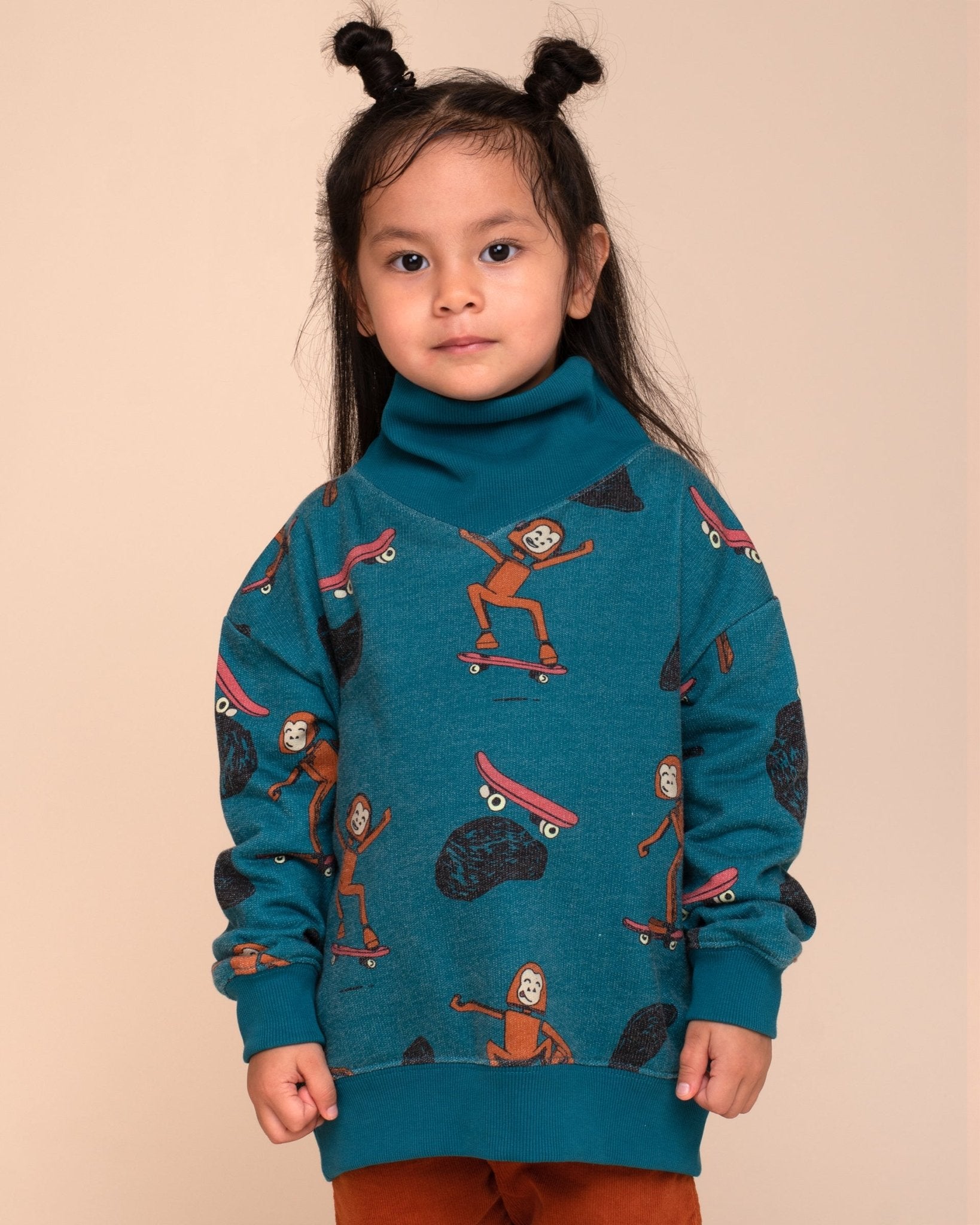 Pima Cotton Funnelneck Sweatshirt - Heathered Retro Skater Sas - RAPOZZA SQUAD