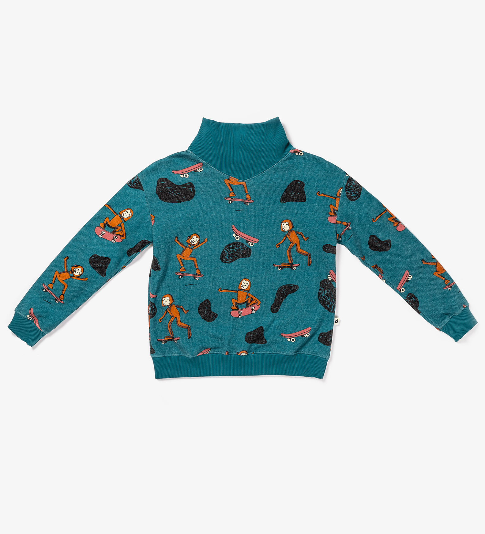 Pima Cotton Funnelneck Sweatshirt - Heathered Retro Skater Sas - RAPOZZA SQUAD
