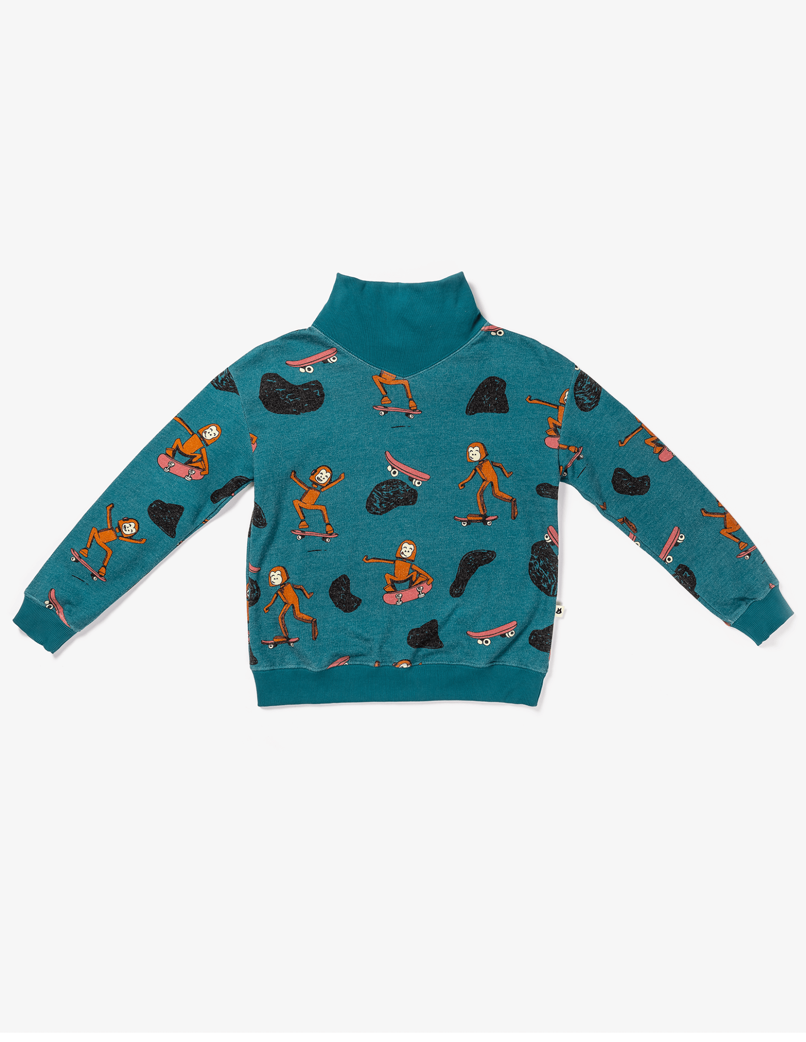 Pima Cotton Funnelneck Sweatshirt - Heathered Retro Skater Sas - RAPOZZA SQUAD