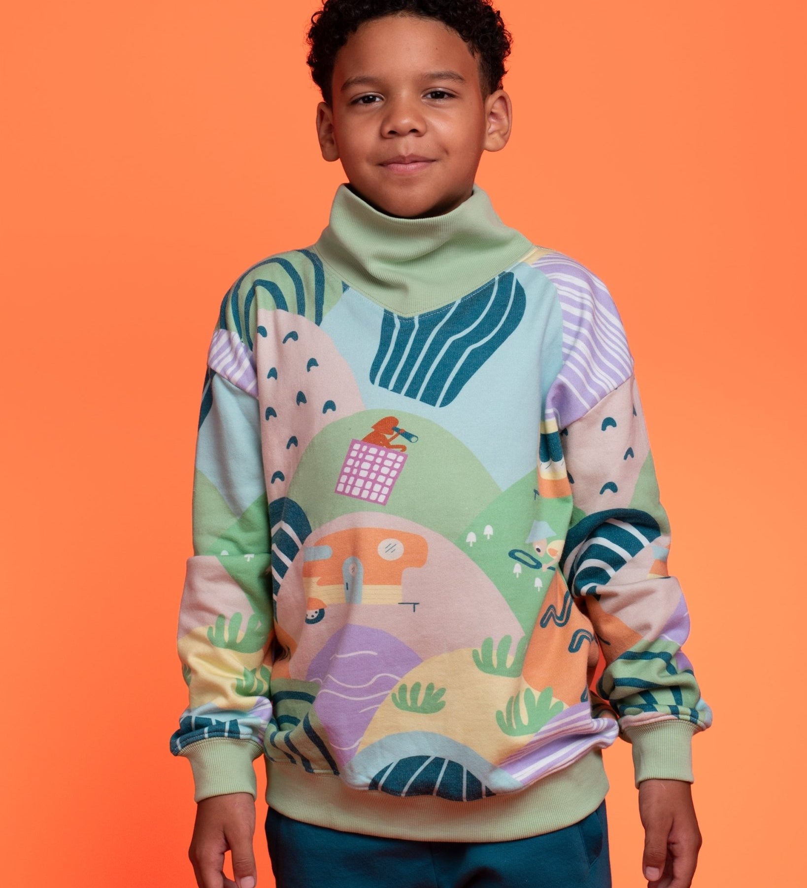 Pima Cotton Funnelneck Sweatshirt - Landscape - RAPOZZA SQUAD