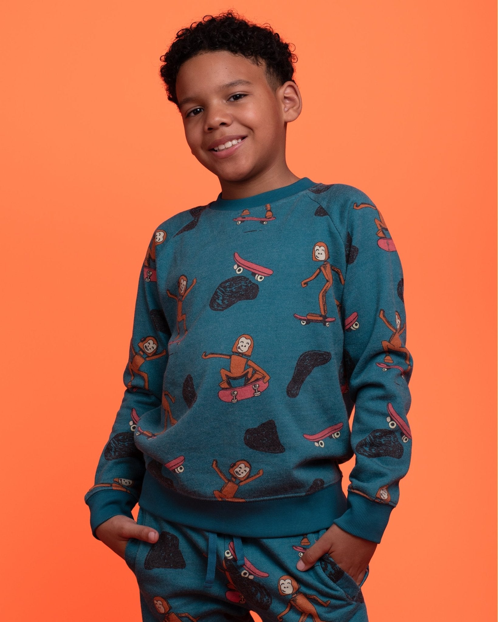 Pima Cotton Sweatshirt - Heathered Retro Skater Sas - RAPOZZA SQUAD