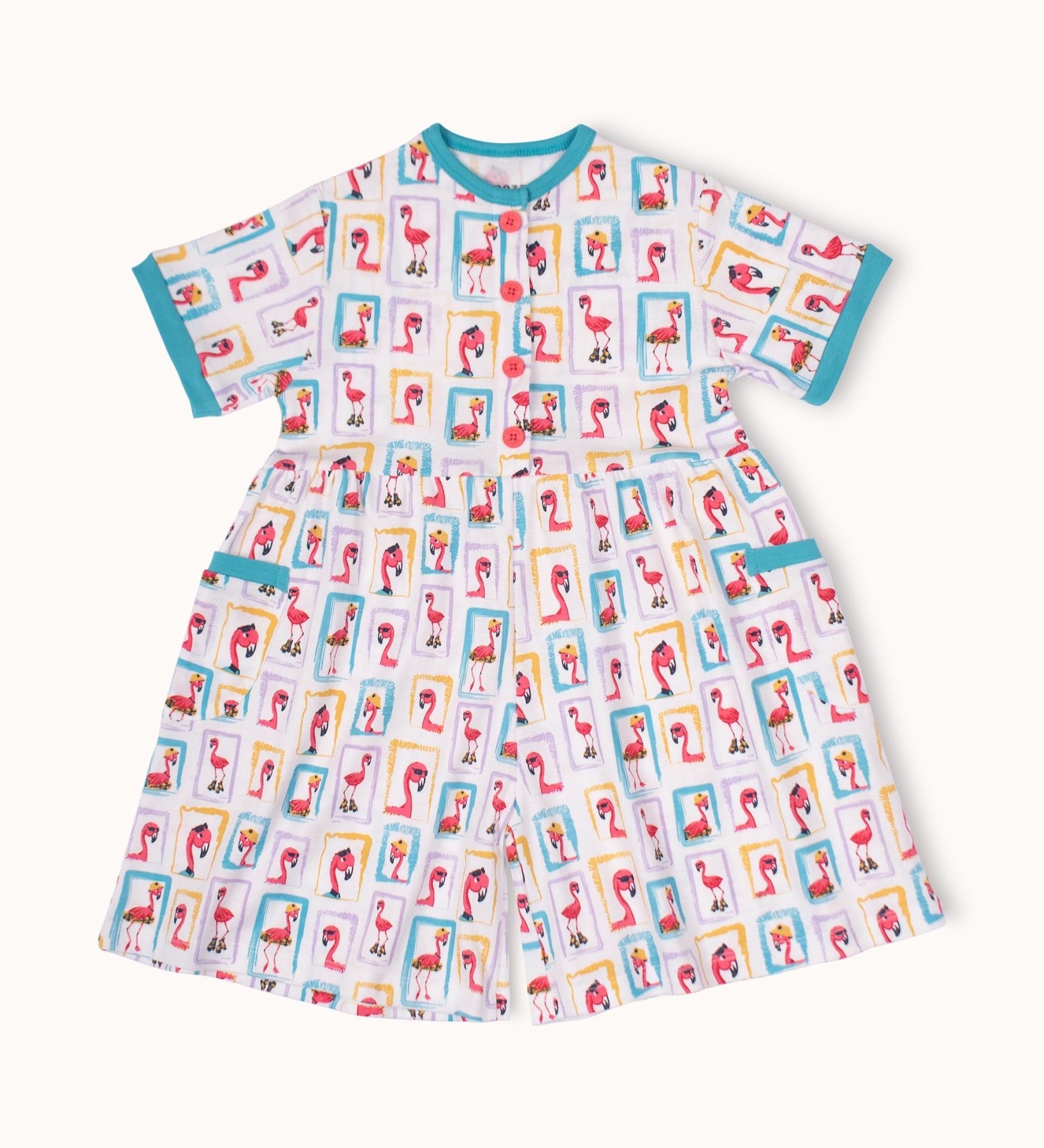 Wide leg Ribbed Romper - Flamingo - RAPOZZA SQUAD