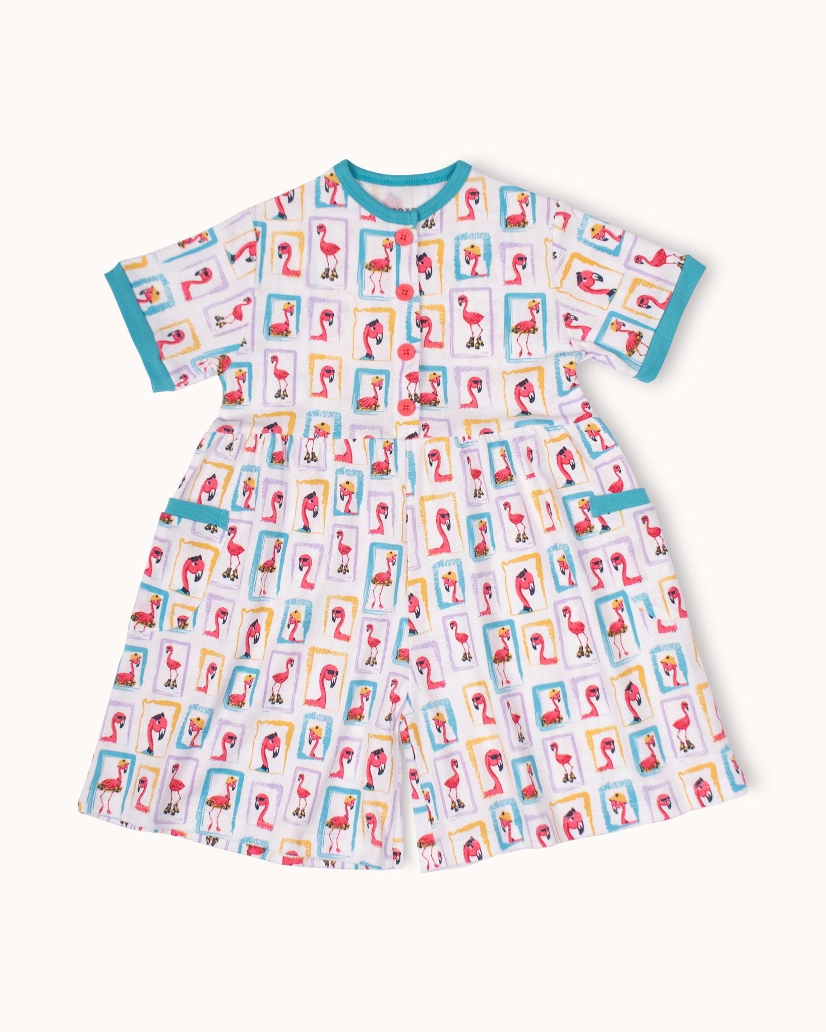 Wide leg Ribbed Romper - Flamingo - RAPOZZA SQUAD
