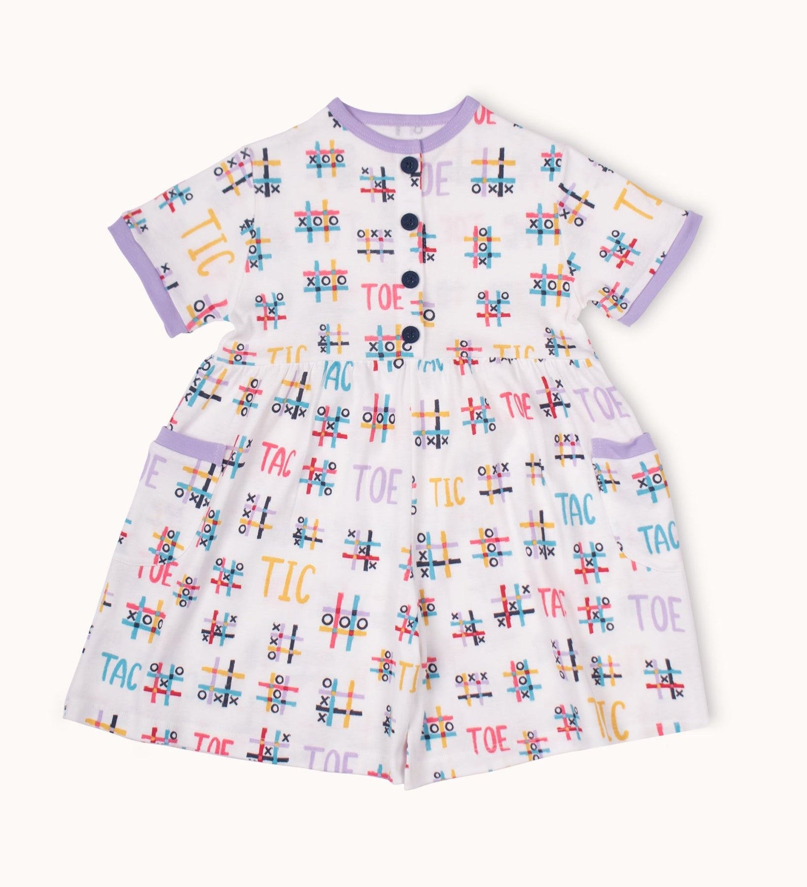 Wide leg Ribbed Romper - Tic Tac Toe - RAPOZZA SQUAD