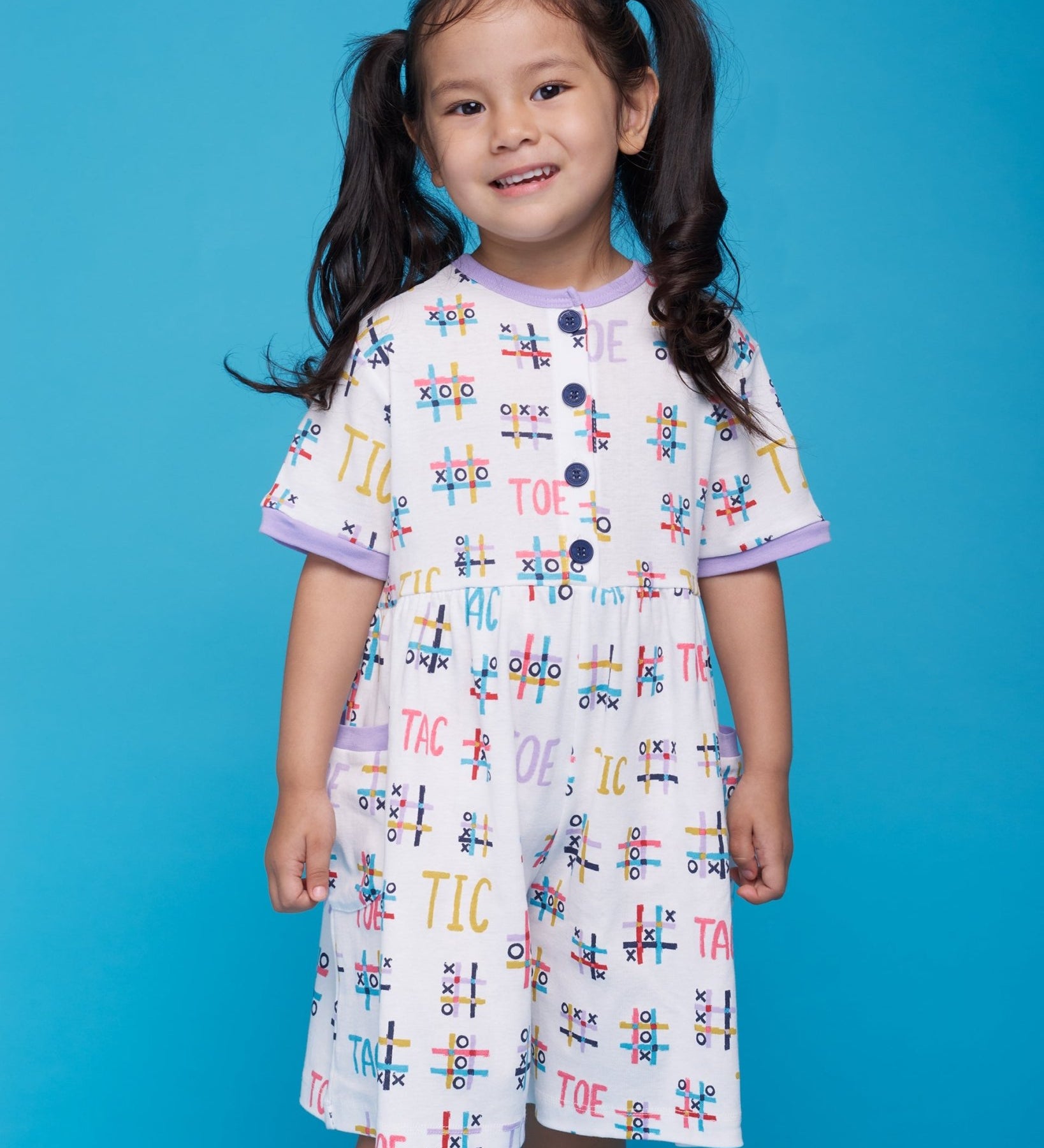 Wide leg Ribbed Romper - Tic Tac Toe - RAPOZZA SQUAD